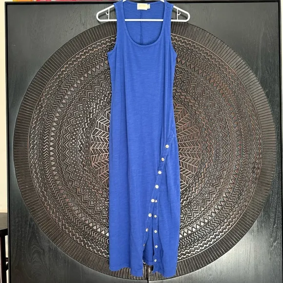 Nation LTD Los Angeles Sevan Tank Midi Dress Size S Cobalt Blue Cotton Side Slit