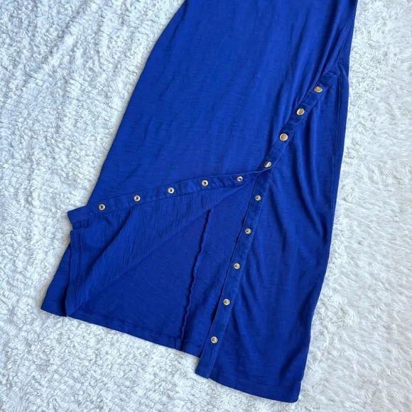 Nation LTD Los Angeles Sevan Tank Midi Dress Size S Cobalt Blue Cotton Side Slit
