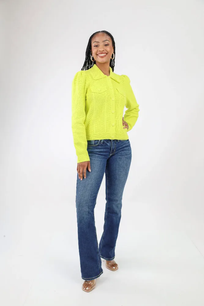 Neon Vibes Sweater Jacket -Green