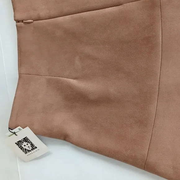 NEW Anne Klein Faux Suede A Line Skirt 4 Brown