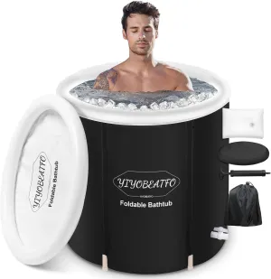 NEW No Box, YIYOBEATFO Ice Bath Tub for Athletes, Foldable Extra Large Adult Bath Tub with Lid, Fitness Lovers Recovery Portable Cold Therapy Tub, Long-Lasting Insulated ice/hot Freestanding Bathtubs Stock Tank