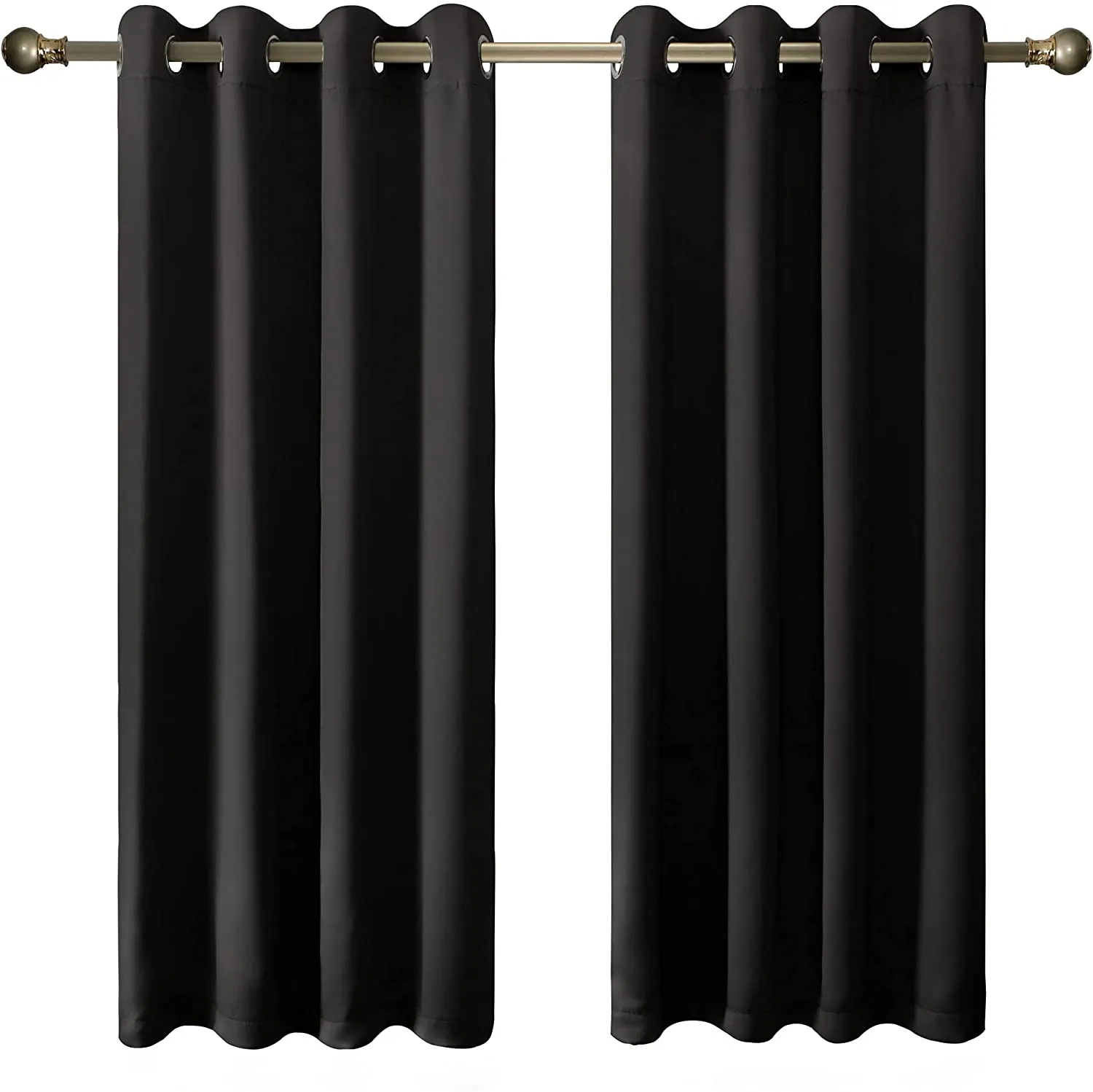 Olsen & Smith Black Thermal Insulating Blackout Curtains Eyelet Set Thermally Insulated for Summer & Winter Home Bedroom Living Room