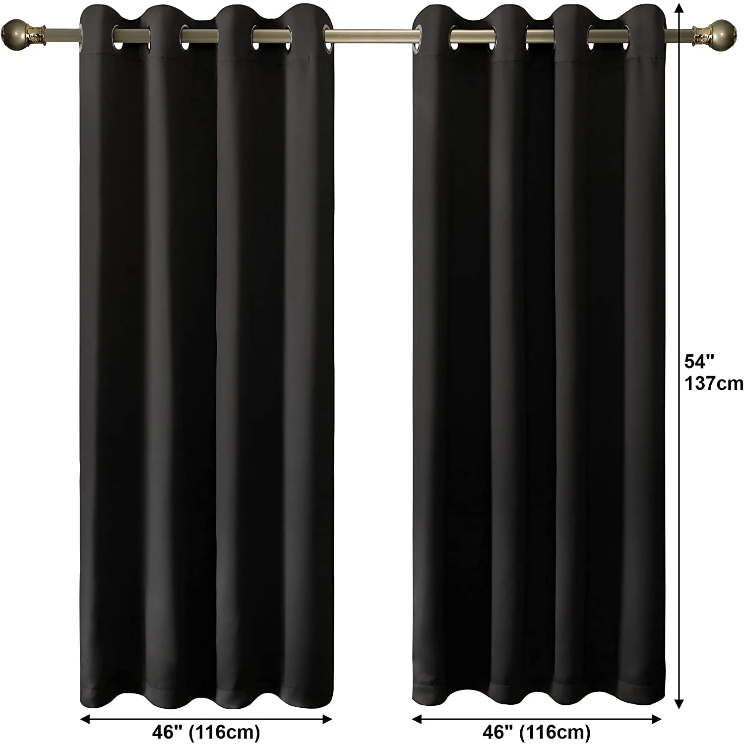 Olsen & Smith Black Thermal Insulating Blackout Curtains Eyelet Set Thermally Insulated for Summer & Winter Home Bedroom Living Room