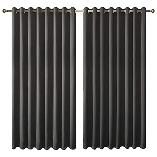 Olsen & Smith Black Thermal Insulating Blackout Curtains Eyelet Set Thermally Insulated for Summer & Winter Home Bedroom Living Room