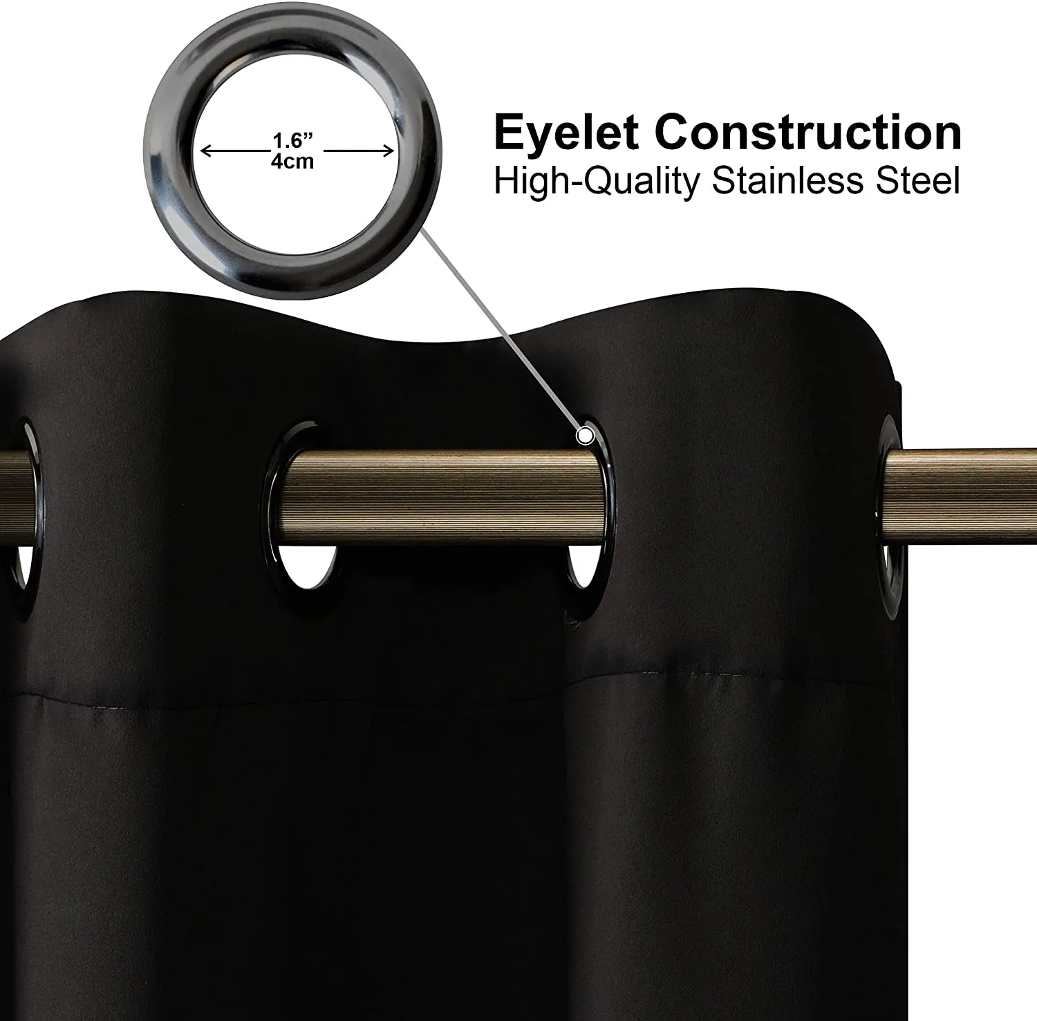 Olsen & Smith Black Thermal Insulating Blackout Curtains Eyelet Set Thermally Insulated for Summer & Winter Home Bedroom Living Room