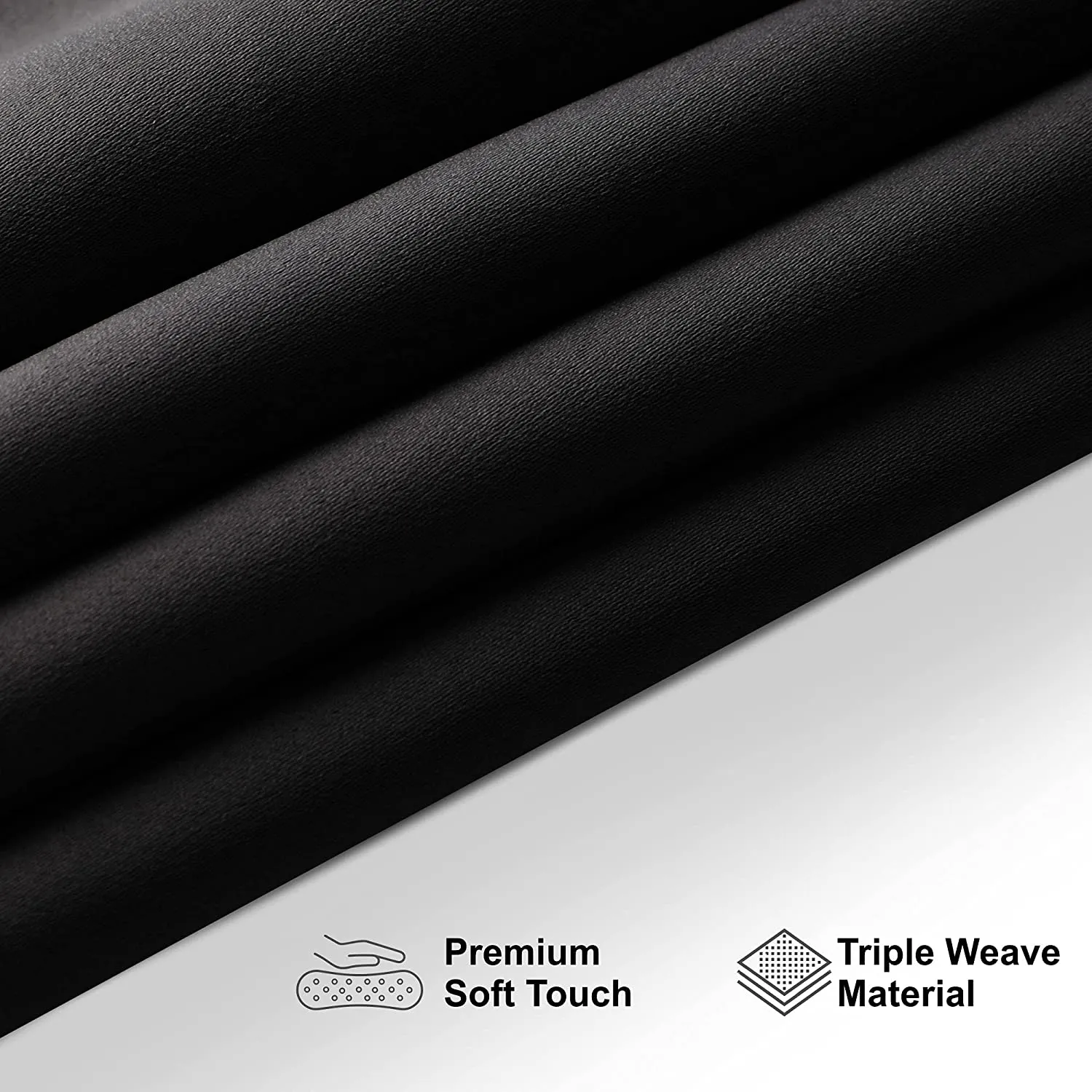 Olsen & Smith Black Thermal Insulating Blackout Curtains Eyelet Set Thermally Insulated for Summer & Winter Home Bedroom Living Room