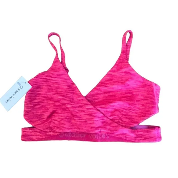 Outdoor Voices Size S Flow Low Coverage Cut Out Sports Bra in Rose Garden - New