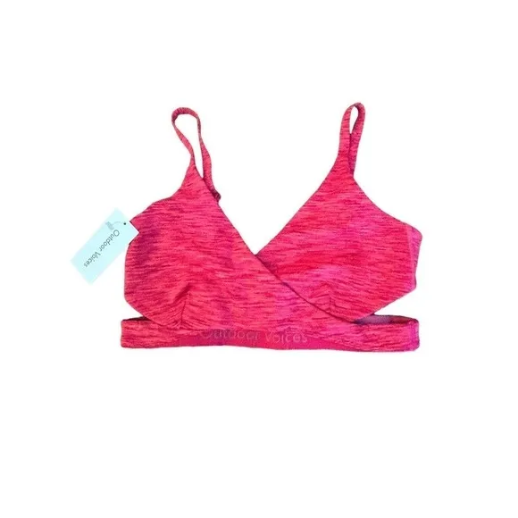 Outdoor Voices Size S Flow Low Coverage Cut Out Sports Bra in Rose Garden - New