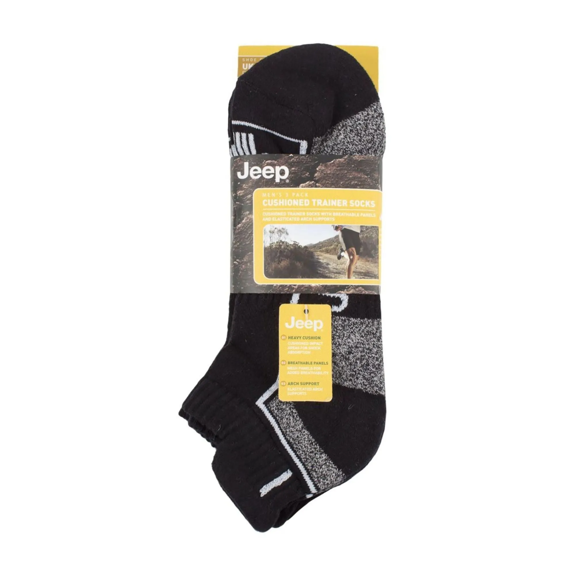 Pack of 3 Men's Trainer Liners Socks | Low Cut Cushioned Sport Ankle Socks