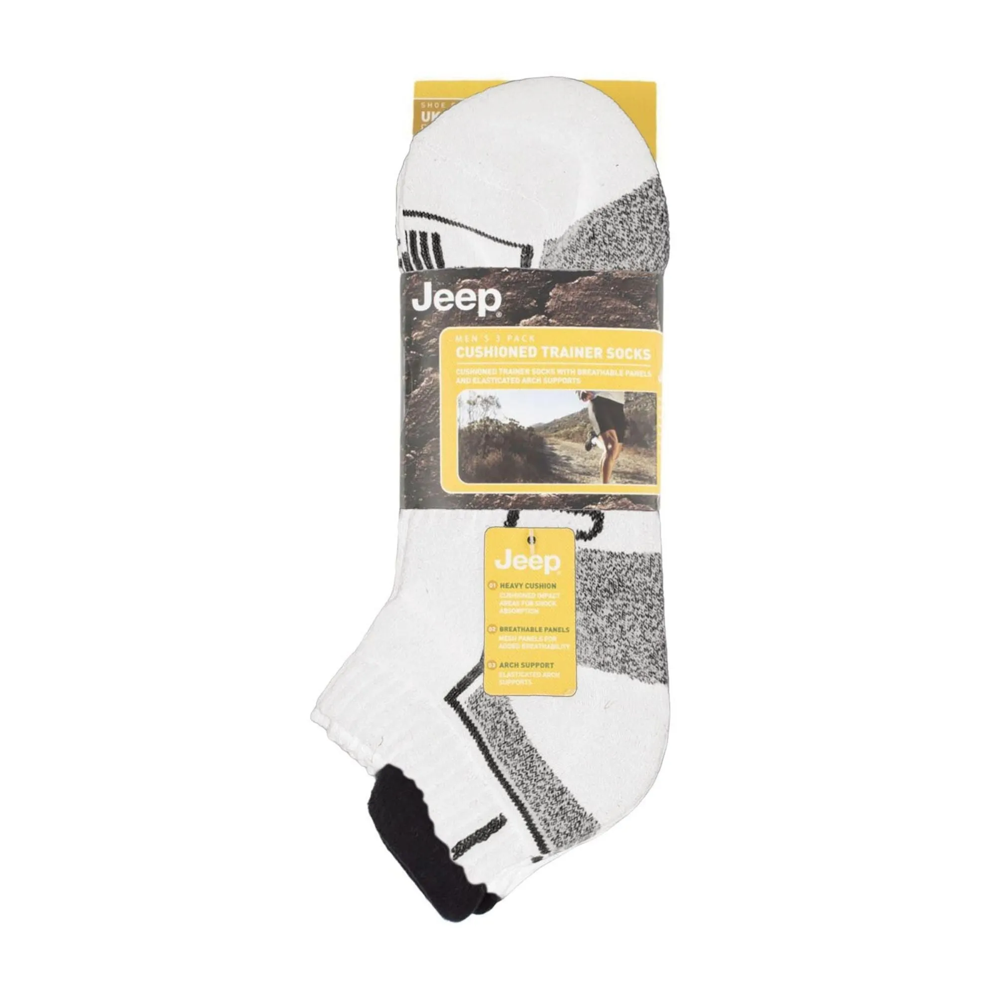 Pack of 3 Men's Trainer Liners Socks | Low Cut Cushioned Sport Ankle Socks