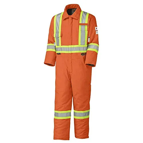 Pioneer Winter CSA Flame Resistant Hi Vis Insulated Work Coverall, Easy Boot Access & Action Back