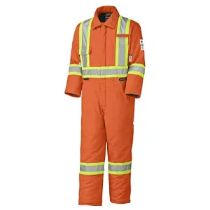 Pioneer Winter CSA Flame Resistant Hi Vis Insulated Work Coverall, Easy Boot Access & Action Back