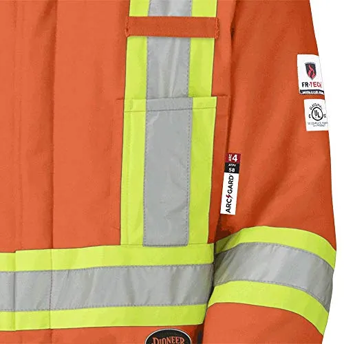 Pioneer Winter CSA Flame Resistant Hi Vis Insulated Work Coverall, Easy Boot Access & Action Back