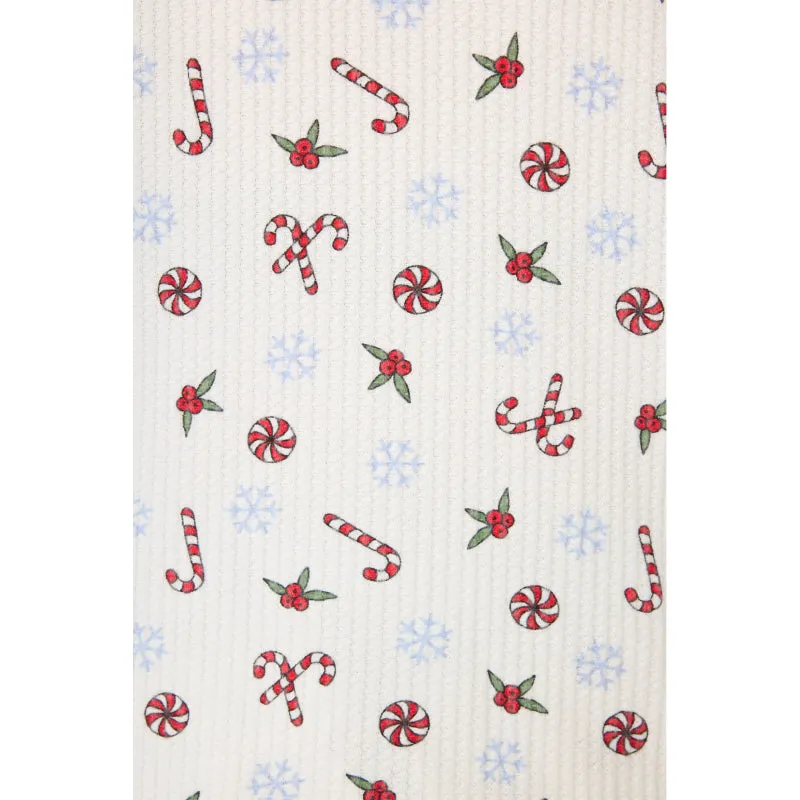 PJ Salvage Candy Cane Waffle Thermal Ski Jammie Set