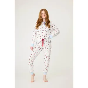 PJ Salvage Candy Cane Waffle Thermal Ski Jammie Set