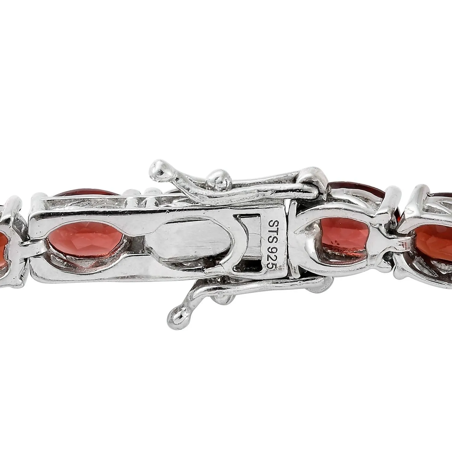 Platinum over Sterling Silver 20.90cts. Mozambique GARNET Line Bracelet (6.50 in)