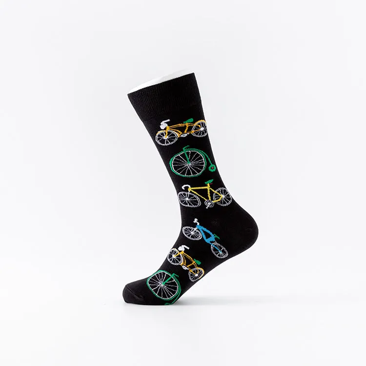 Plus-size bicycle pattern casual fashion men's socks