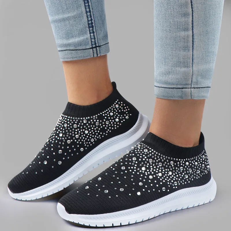 Plus Size Rhinestone Sock Sneakers