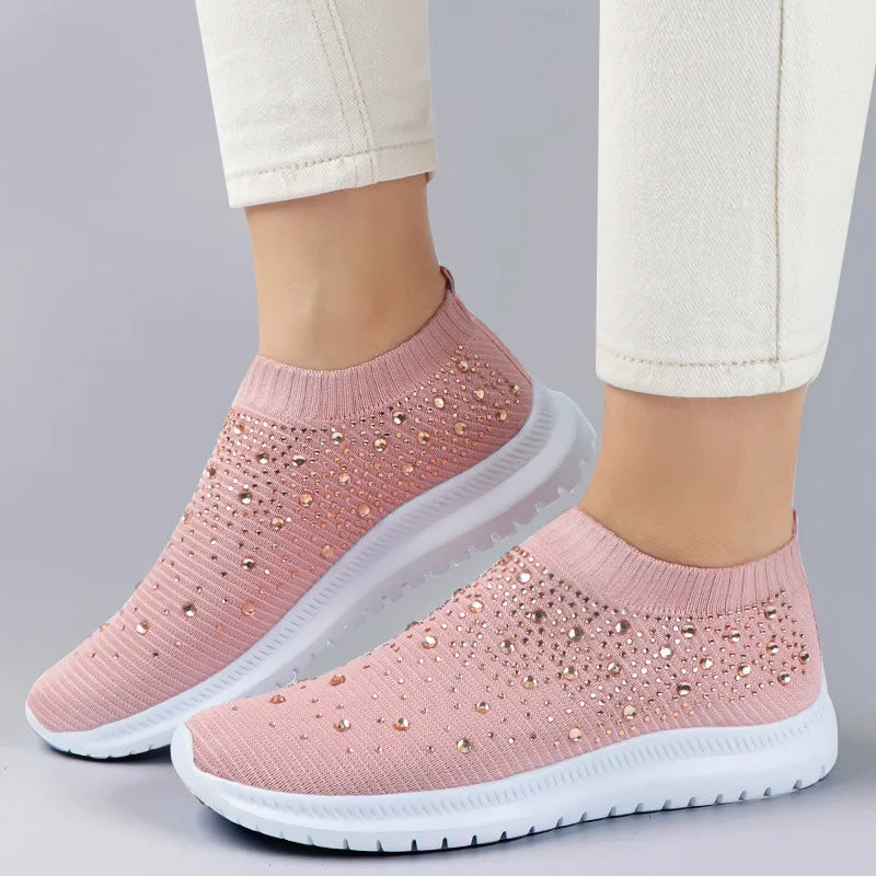 Plus Size Rhinestone Sock Sneakers