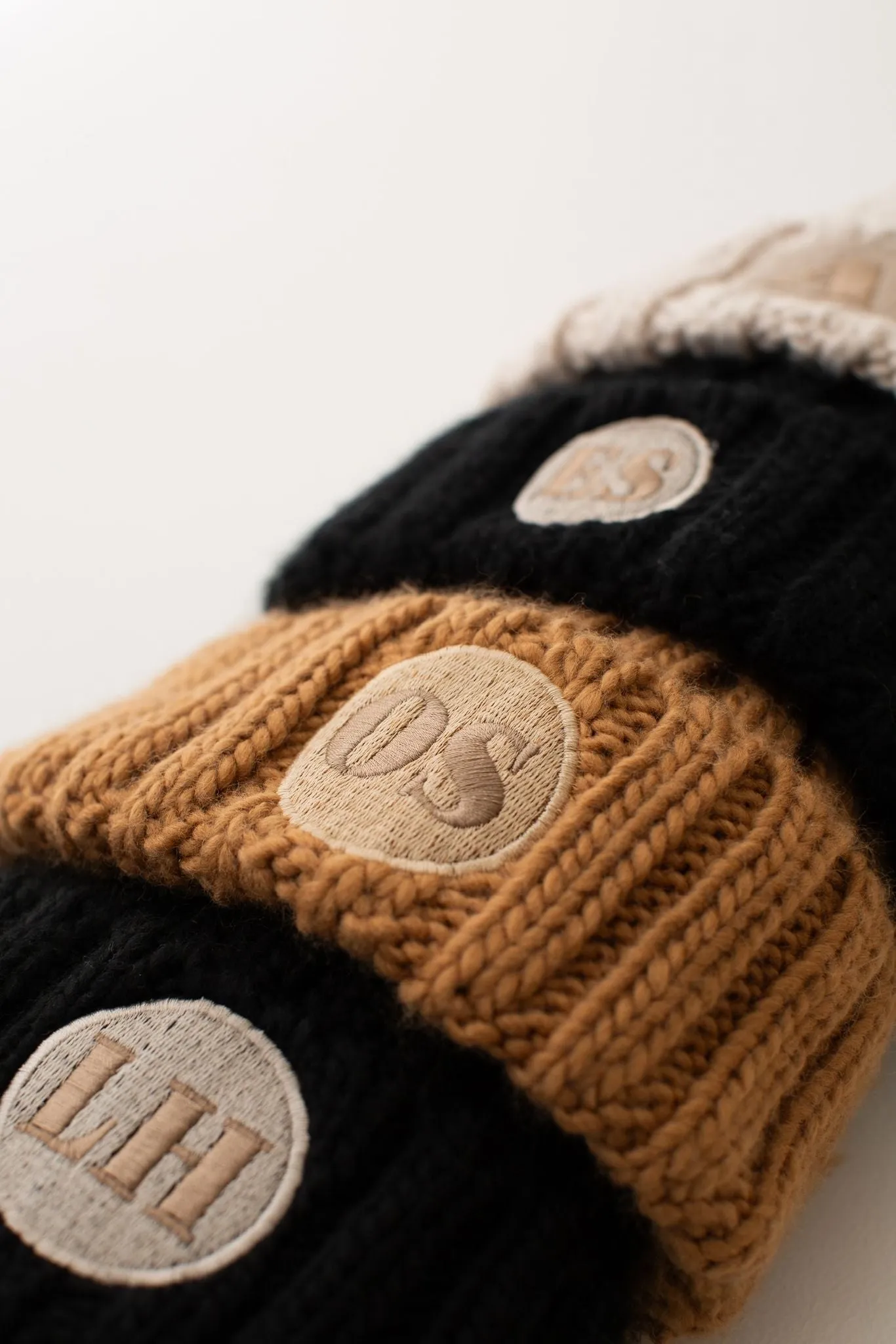 Pom Knit Beanie - Embroidered