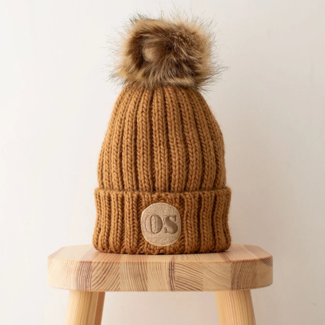 Pom Knit Beanie - Embroidered