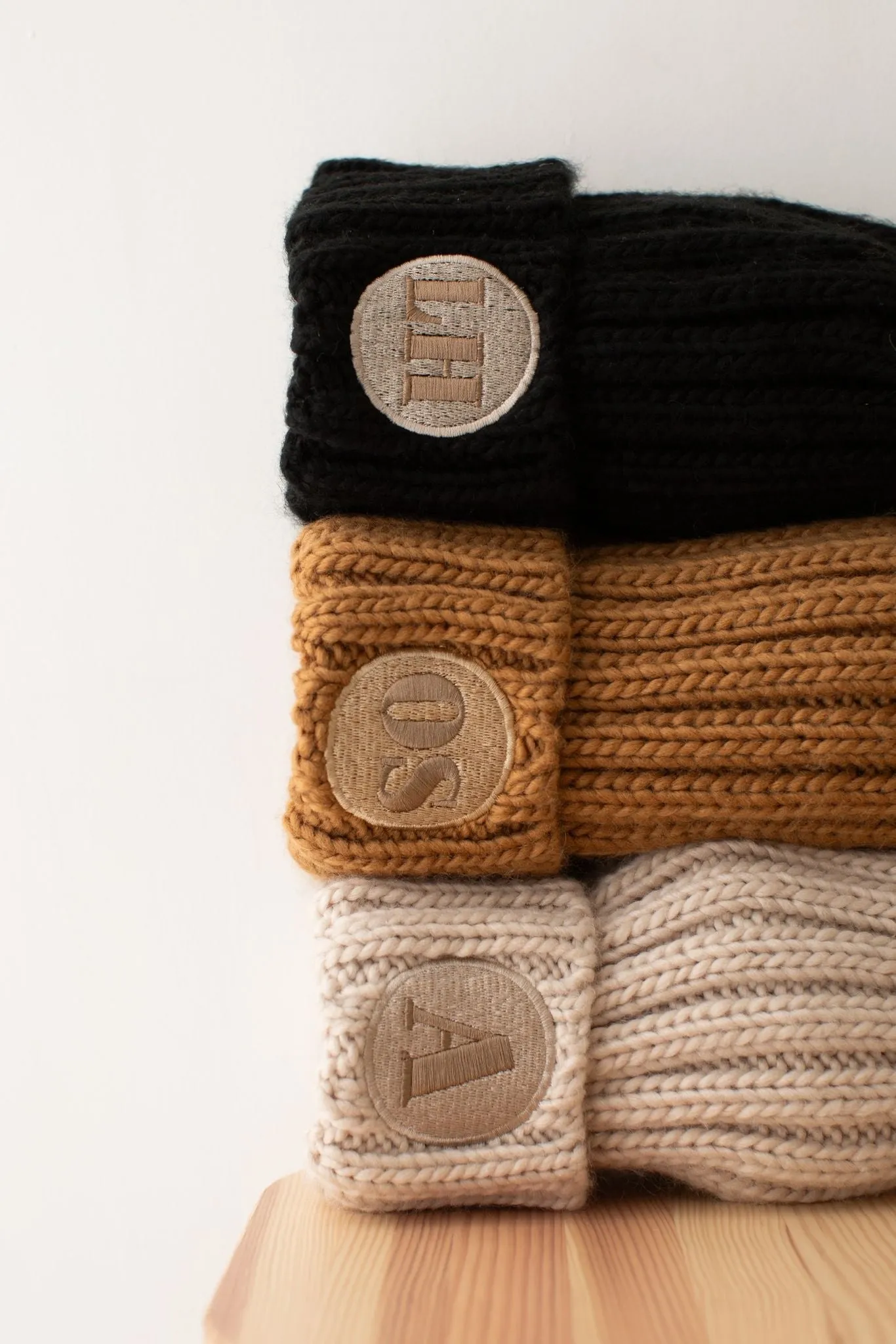 Pom Knit Beanie - Embroidered