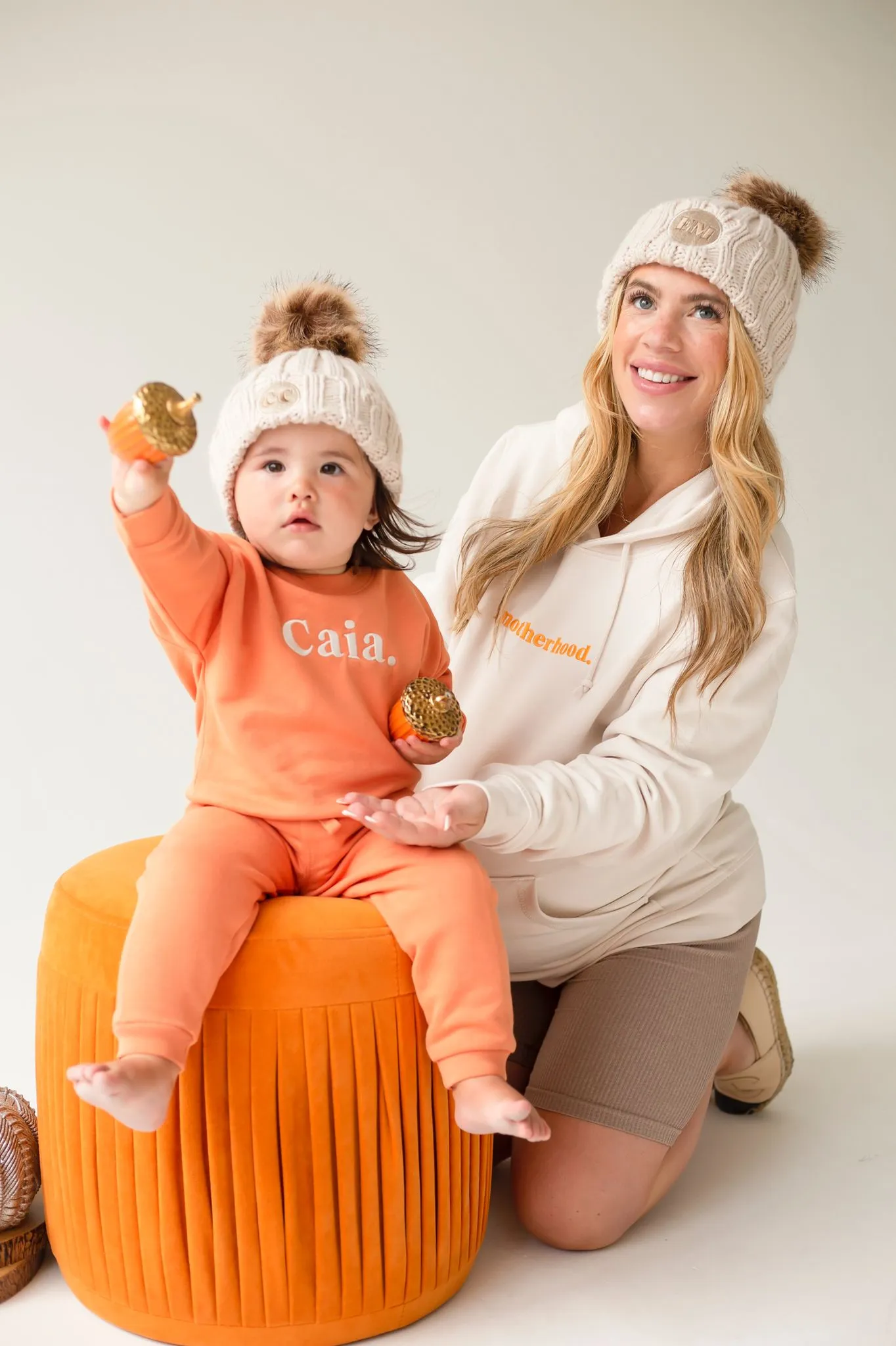 Pom Knit Beanie - Embroidered
