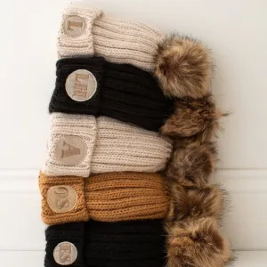 Pom Knit Beanie - Embroidered