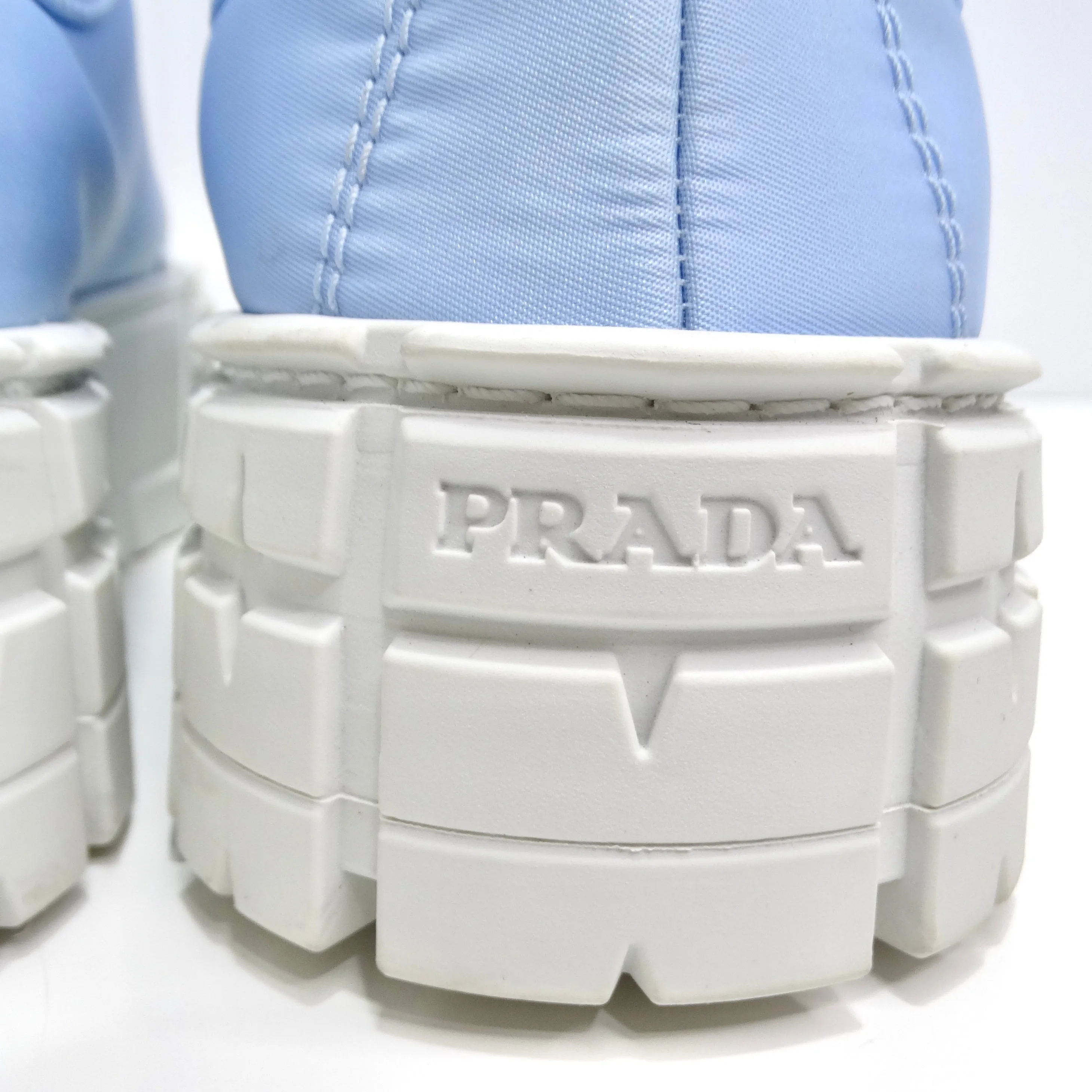 Prada Double Wheel Re-Nylon Gabardine Sneakers in Light Blue
