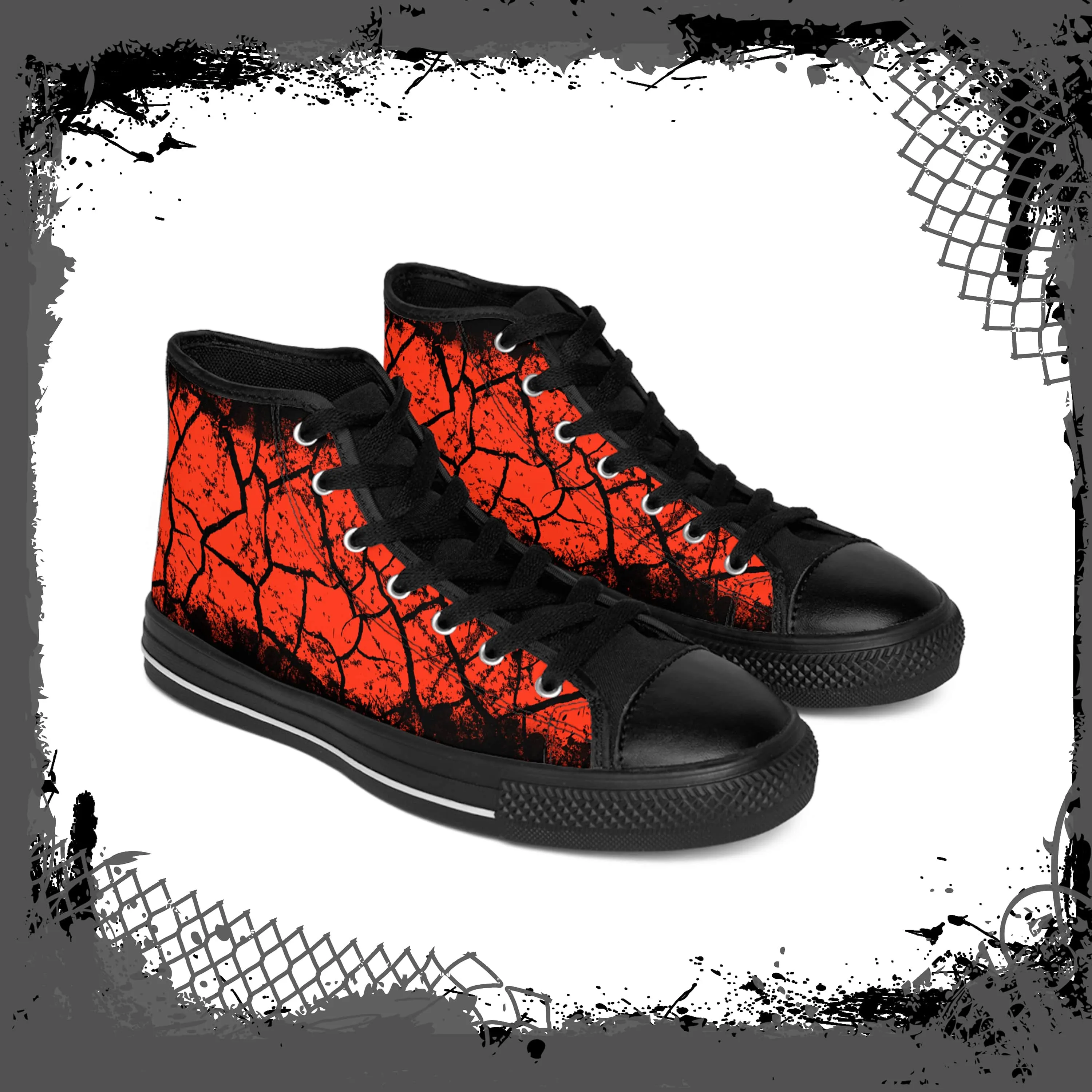 RED/BLK Men's "Cracked" High Tops