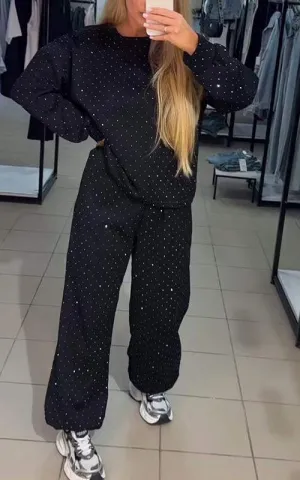 Rhinestone Lounge Set | Cozy & Stylish | Effortless Glam