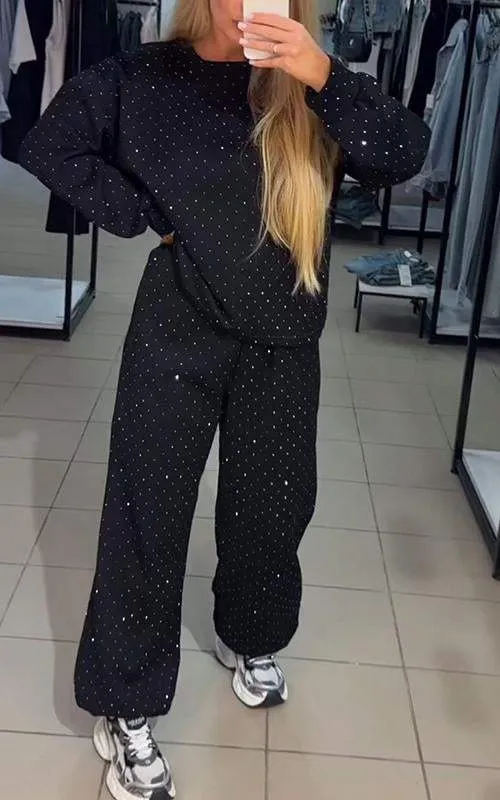 Rhinestone Lounge Set | Cozy & Stylish | Effortless Glam