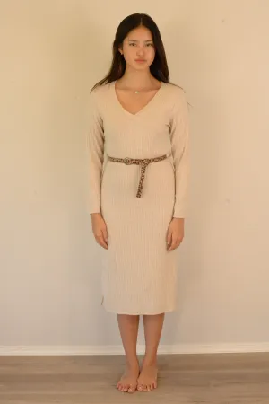 Rib Knit Long Sleeve Dress