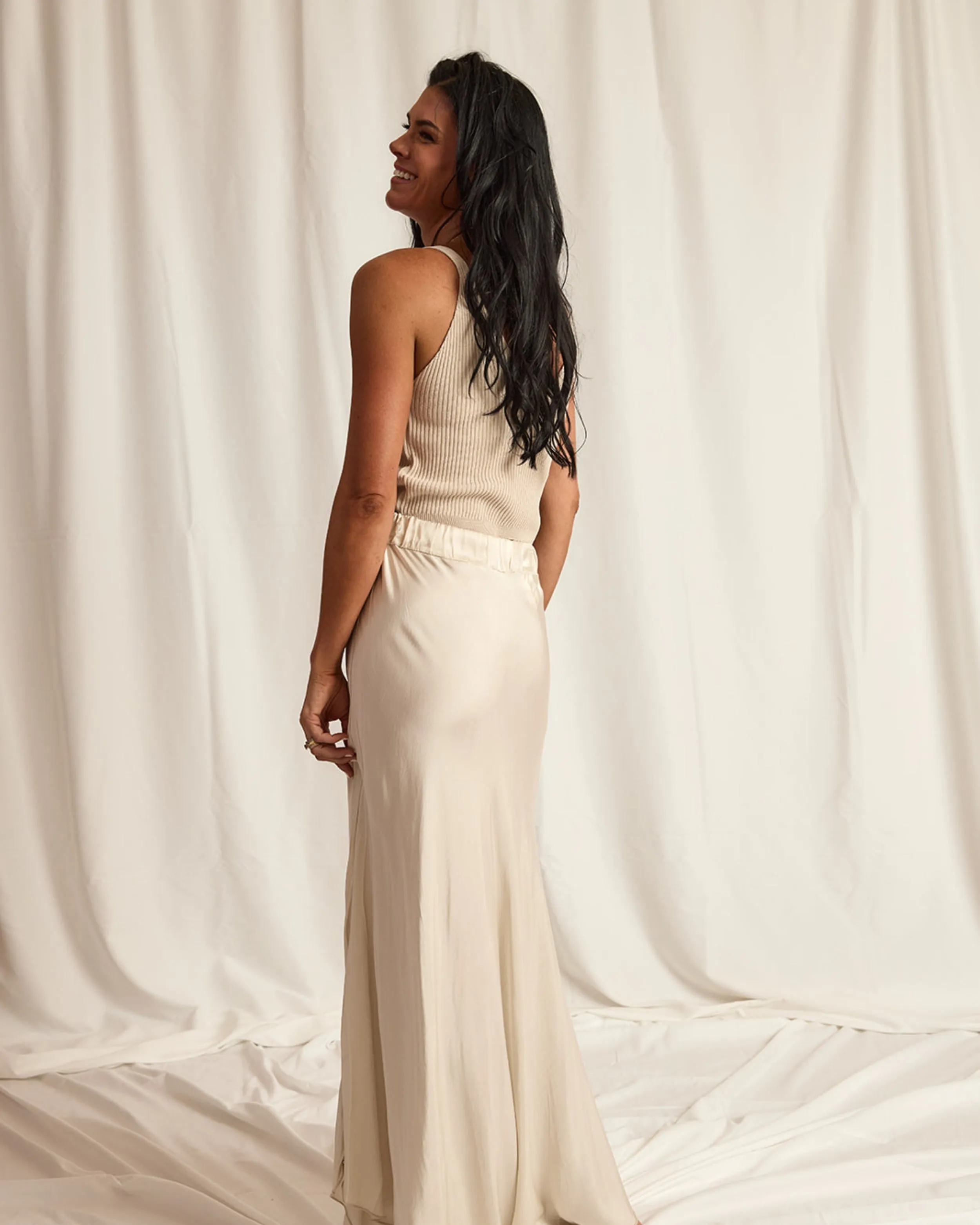 RIBBED CROP TANK | BEIGE