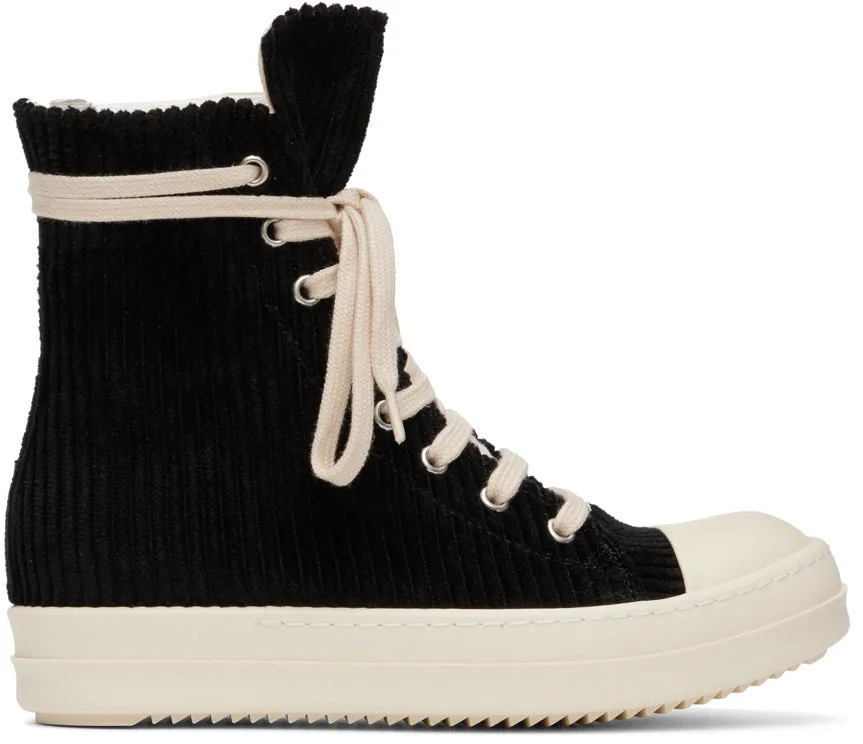 RICK OWENS DRKSHDW Black Heavy Corduroy Sneakers