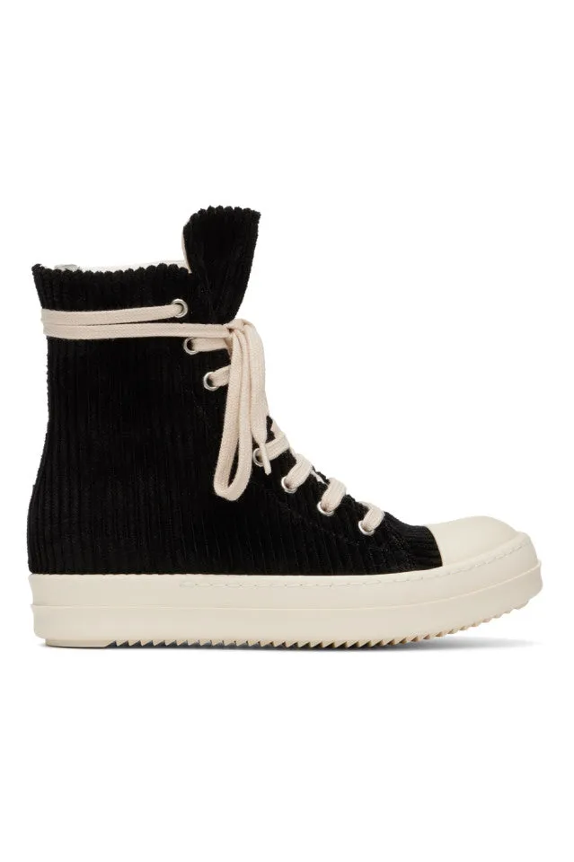 RICK OWENS DRKSHDW Black Heavy Corduroy Sneakers