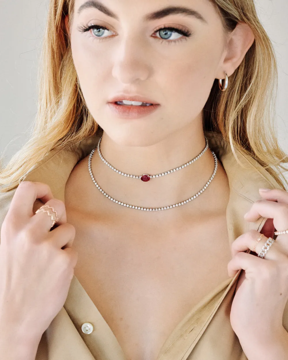 Ruby and Diamond Tennis Choker