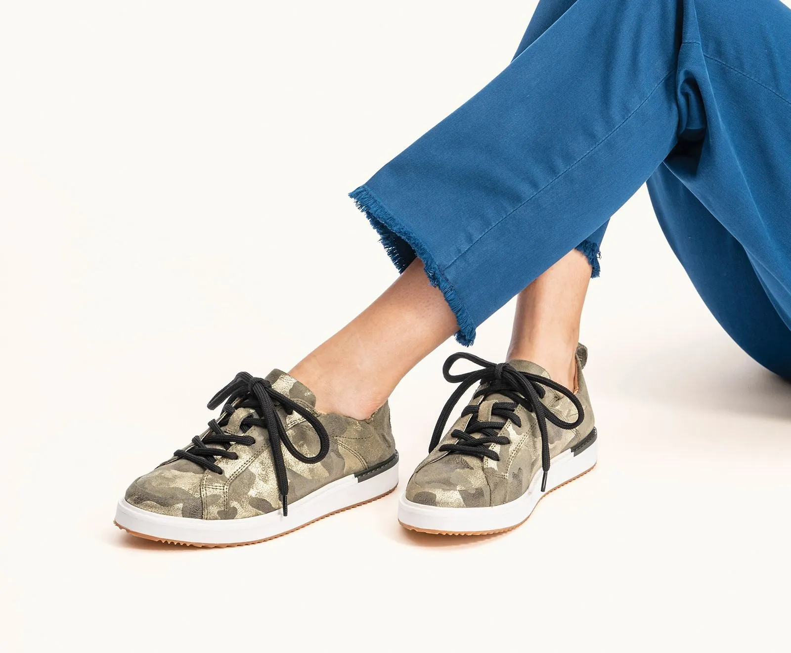 Ryann sneaker in camo metallic suede