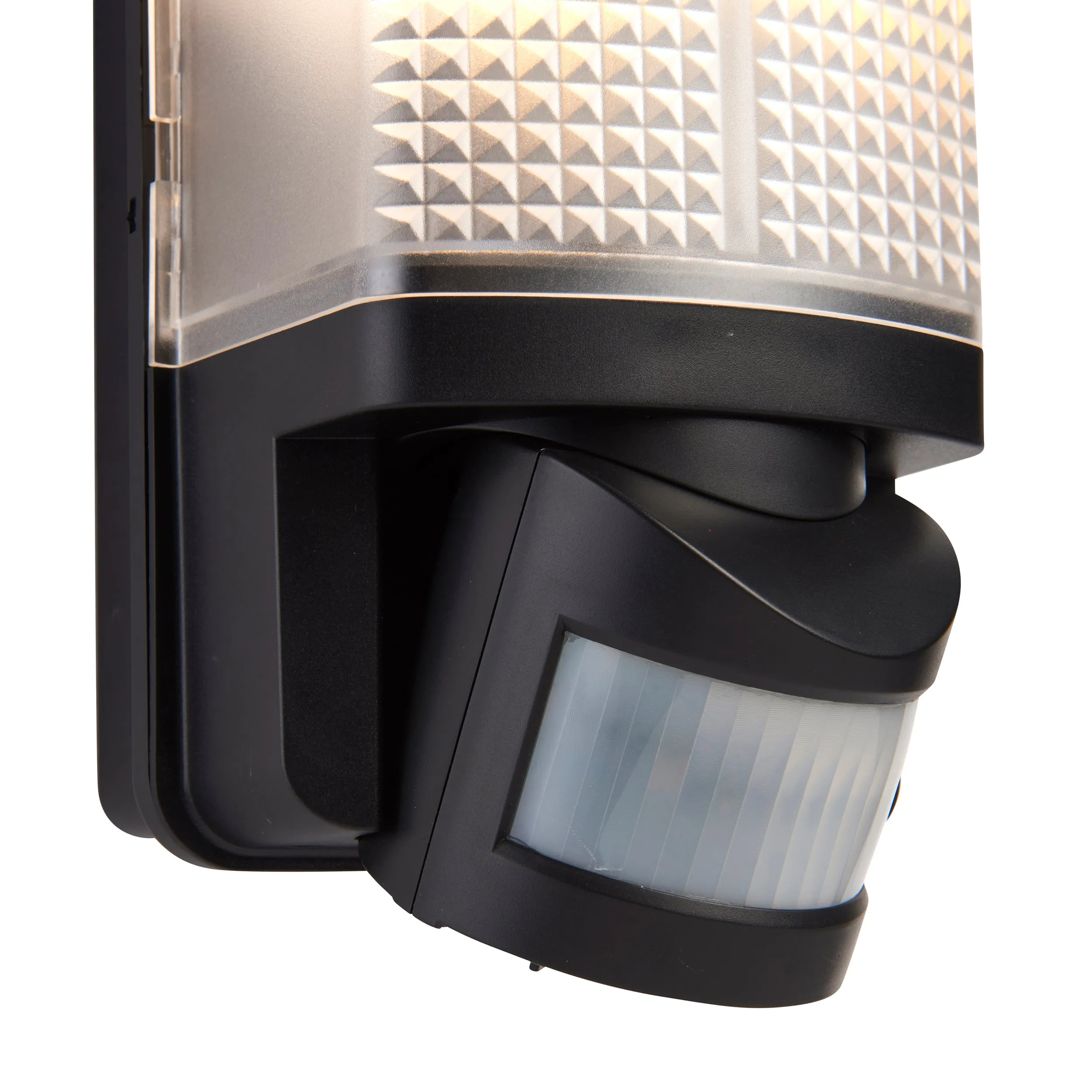 Saxby 48739 Motion PIR 1lt wall IP44 10W Frosted & black pc 10W LED E27 (Required)