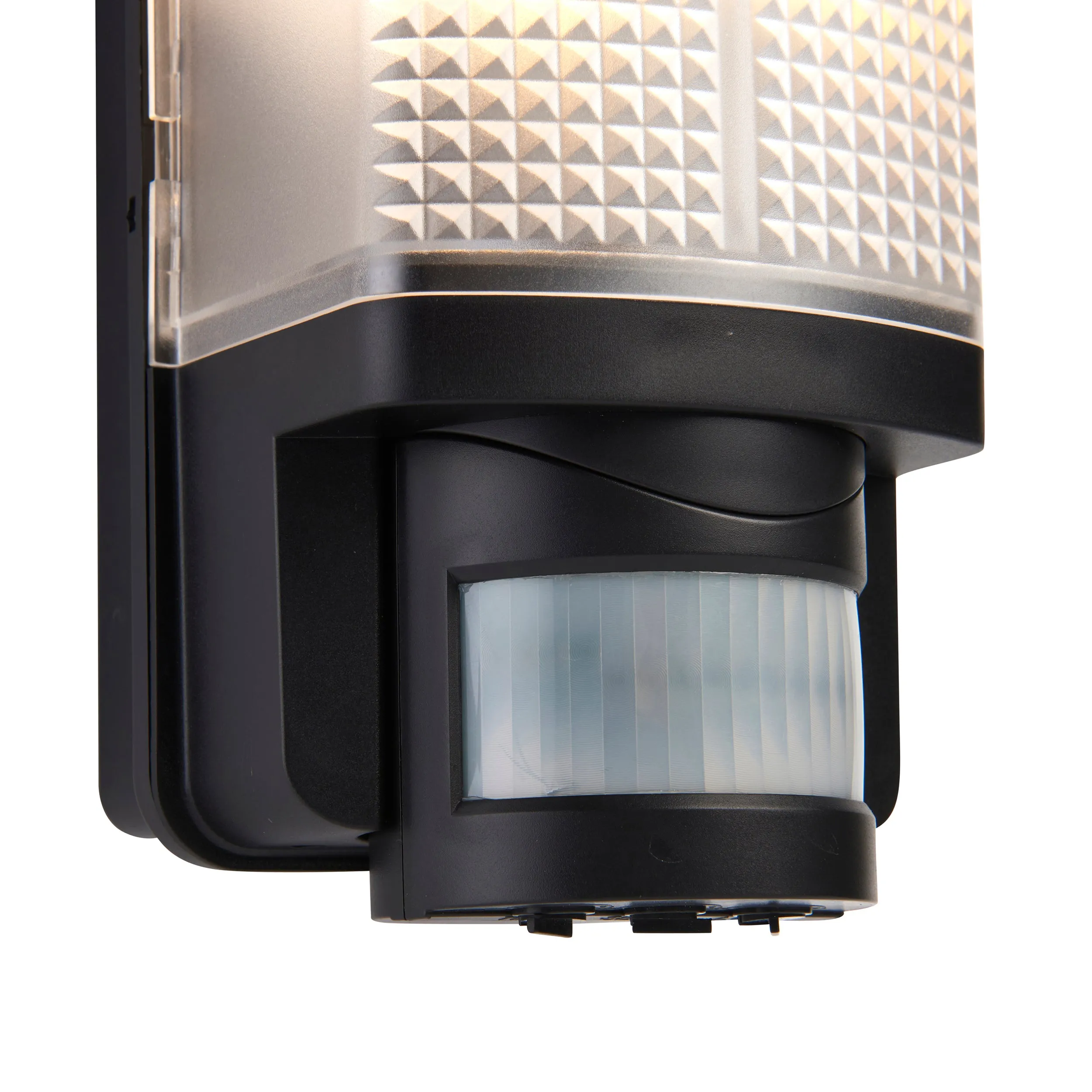 Saxby 48739 Motion PIR 1lt wall IP44 10W Frosted & black pc 10W LED E27 (Required)