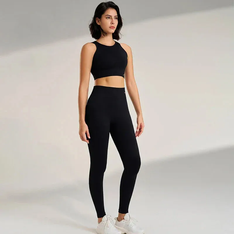 Seamless Crop Top & High-Waisted Leggings Set | Sculpting & Supportive | Perfect for Activewear