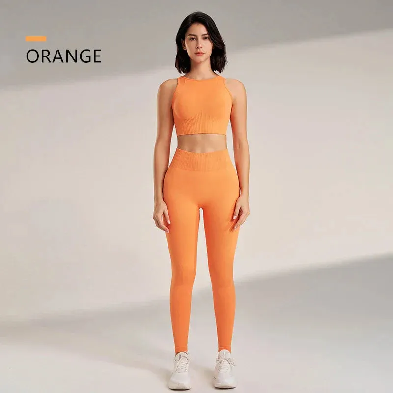 Seamless Crop Top & High-Waisted Leggings Set | Sculpting & Supportive | Perfect for Activewear