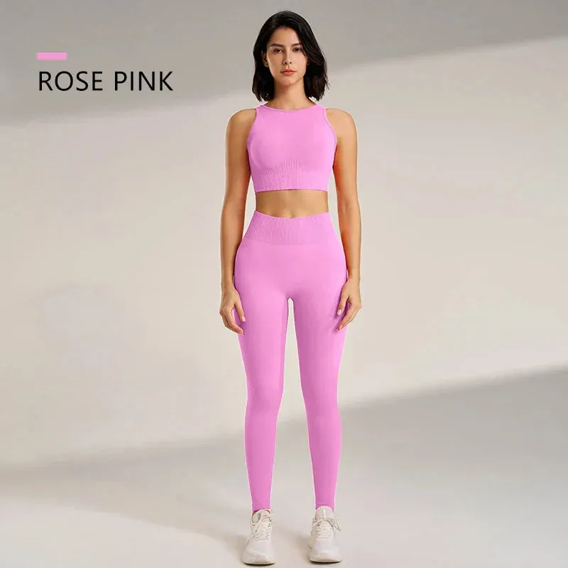 Seamless Crop Top & High-Waisted Leggings Set | Sculpting & Supportive | Perfect for Activewear