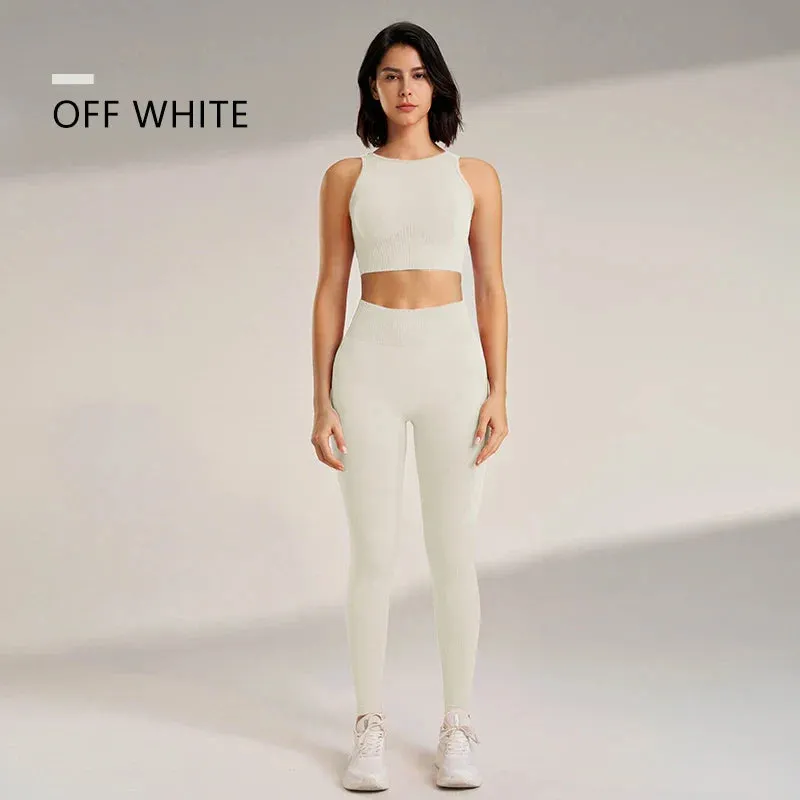 Seamless Crop Top & High-Waisted Leggings Set | Sculpting & Supportive | Perfect for Activewear