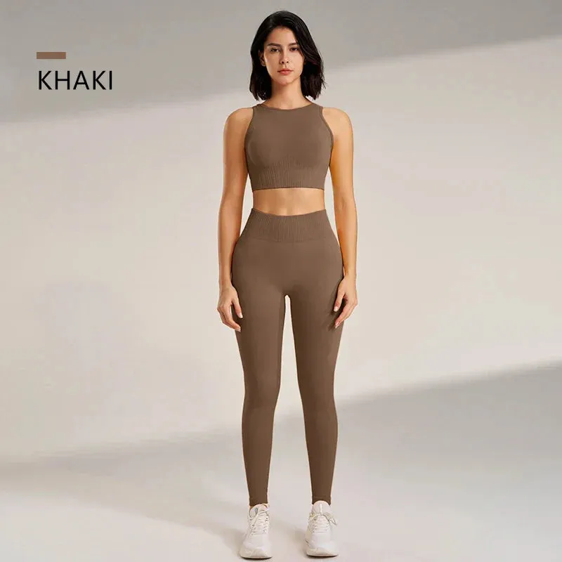 Seamless Crop Top & High-Waisted Leggings Set | Sculpting & Supportive | Perfect for Activewear