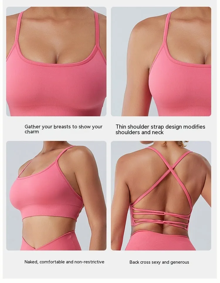Seamless Nude Feel Yoga Clothes Women's Quick-drying Running Workout Bra trendy