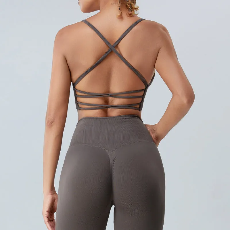 Seamless Nude Feel Yoga Clothes Women's Quick-drying Running Workout Bra trendy