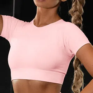 Seamless Yoga Sport Set Fitness Women Running Leggings Short Sleeve Tops trendy