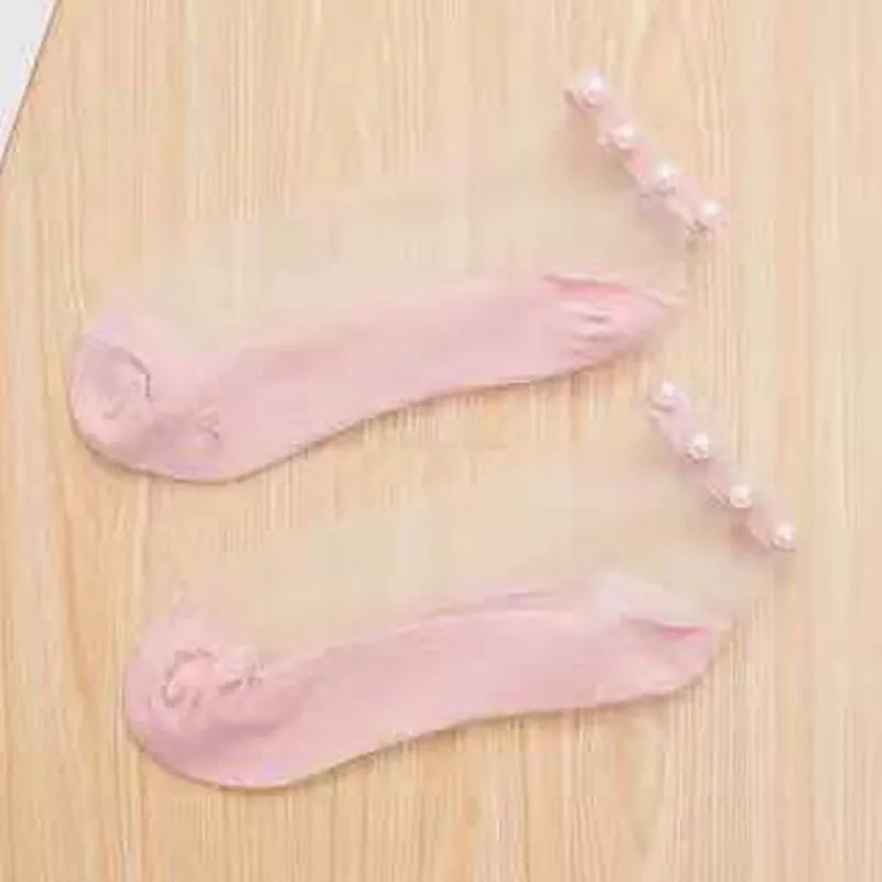 Sheer Mesh Breathable Pearl Summer Socks