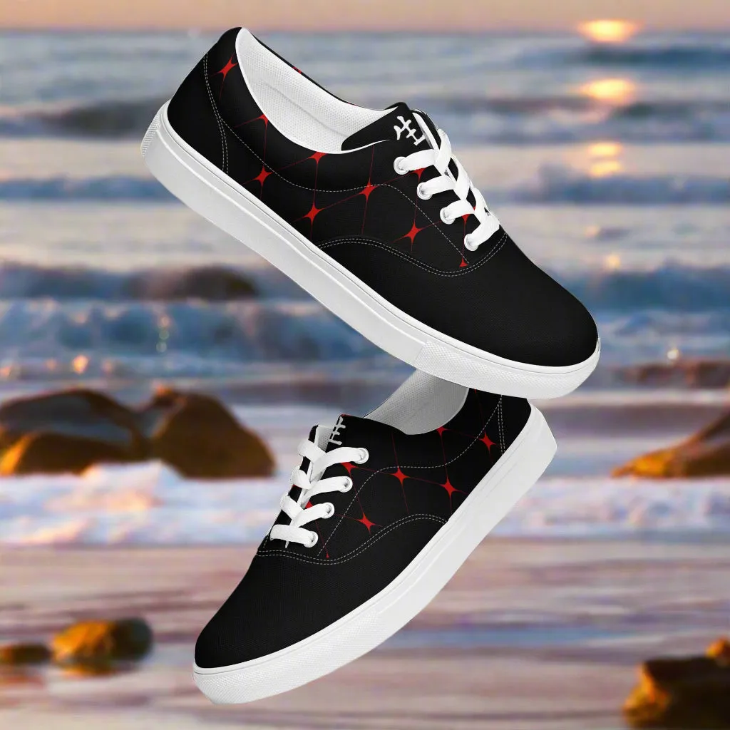 Silk Road | Women’s Lace-up Canvas Shoes | Crimson Diamond 2Tone